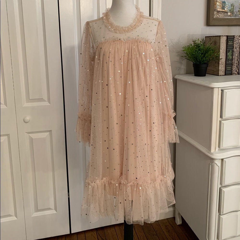Shein star sequin mesh dress. Blush pink. Size M.